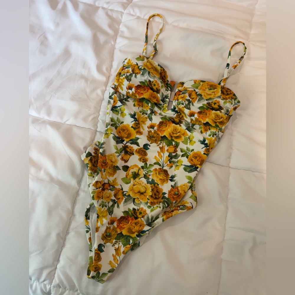 Onia Yellow Floral One-Piece Swimsuit